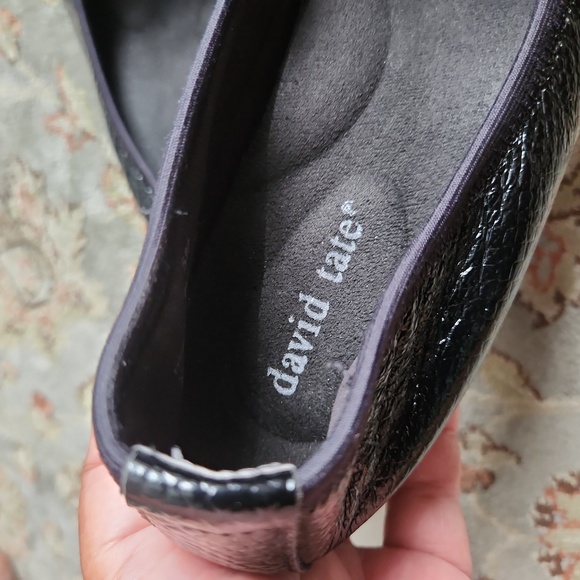 David Tate "Tamis" black snakeskin embossed bow accent flats - Picture 11 of 13